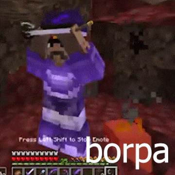 a person in a purple outfit is holding a sword in a video game and the word borpa is on the bottom right