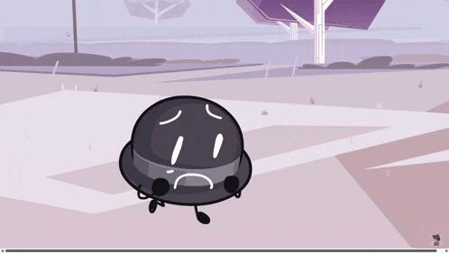 a cartoon character with a sad face and a black hat