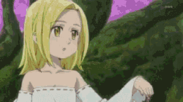 a pixel art of a girl with blonde hair and a white dress standing in a forest .
