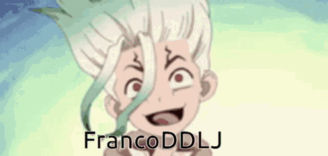 a close up of a cartoon character with the name francoddllj written on the bottom