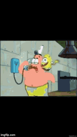 a cartoon of spongebob with his mouth open and arms outstretched