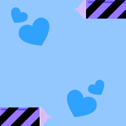 a blue background with purple and black stripes and blue hearts with the words in arabic
