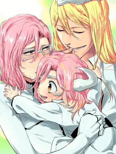 a girl with horns is being held by a man and woman