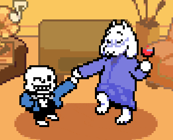 a pixel art drawing of a skeleton and a rabbit