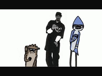 snoop dogg and regular show characters are standing next to each other on a white background