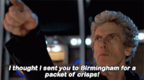 Doctor Who Birmingham GIF - Doctor Who Birmingham Packet Of Crisps GIFs