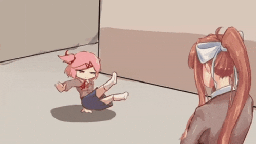 a cartoon of a girl falling on the ground