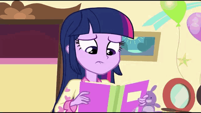 twilight sparkle from my little pony equestria girls reads a book