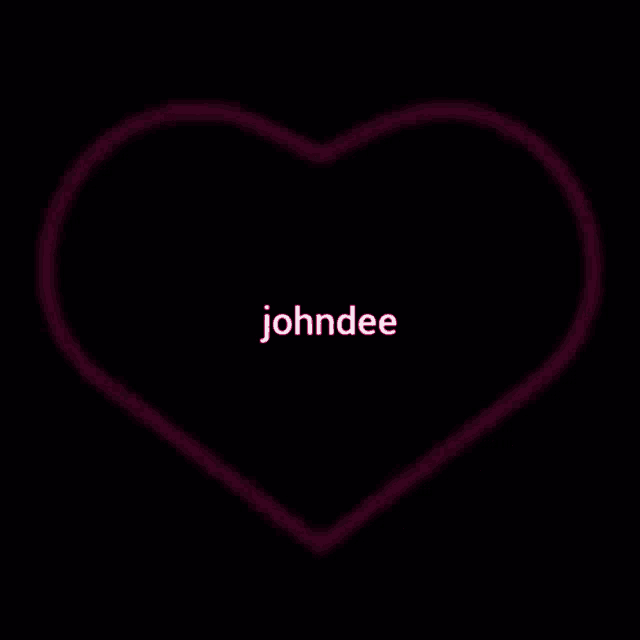 a neon heart with the name johndee in the middle