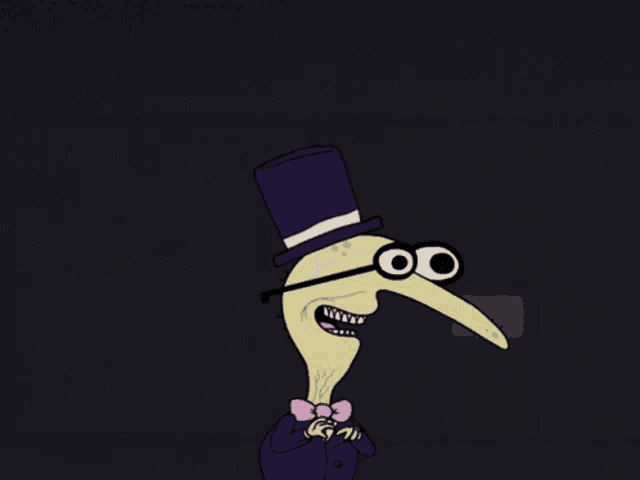 a cartoon of a man with glasses and a top hat