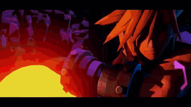 a cartoon character is holding a gun in front of a large yellow circle