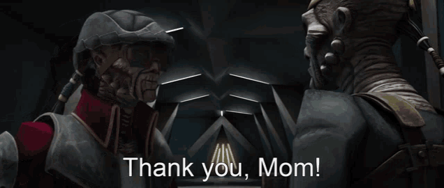 a cartoon character says thank you mom in front of a tunnel