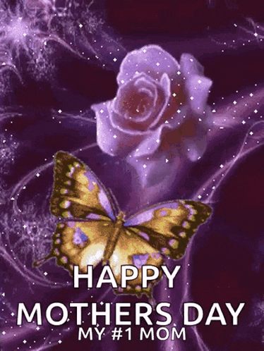 a mothers day card with a butterfly and rose