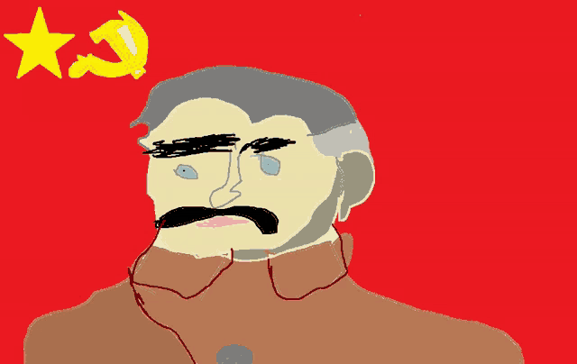 a drawing of a man with a mustache and tears in his eyes