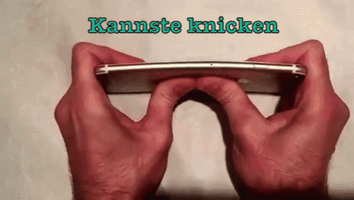 a person is holding a phone in their hands with the words kannste knicken above it