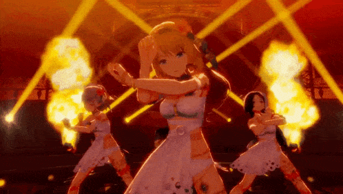a girl in a white dress is dancing on a stage