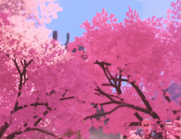 a painting of a tree with pink flowers