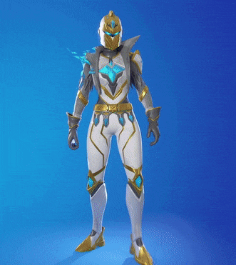 a knight in armor is standing on a blue background .