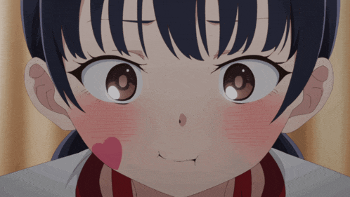 a close up of a girl with a heart on her lip