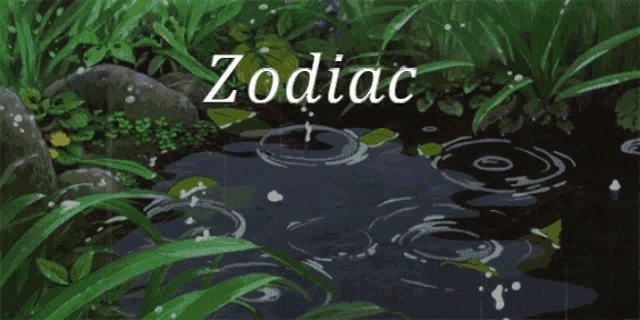 a cartoon of a pond with the word zodiac on it