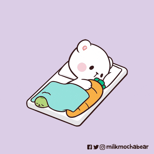 a cartoon of two bears laying next to each other with a laptop