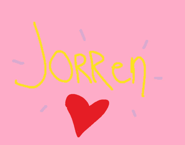 a pink background with the word jorren written in yellow