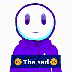 a cartoon character with a sad face holding a sign that says the sad