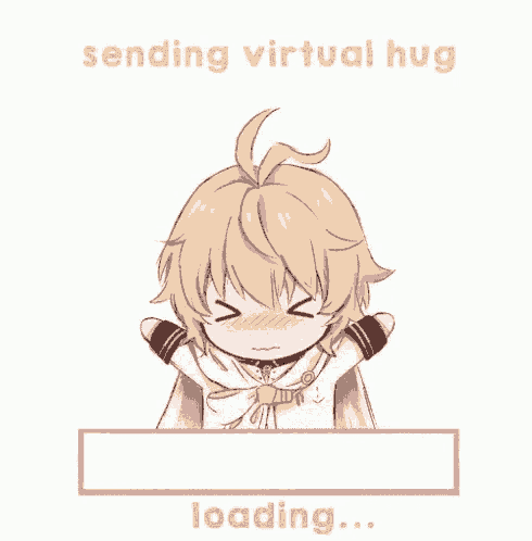 a cartoon of a boy sending a virtual hug with hearts .
