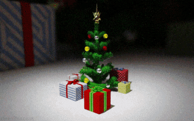 a christmas tree with gifts underneath it and a watermark that says ' christmas pack ' on the bottom