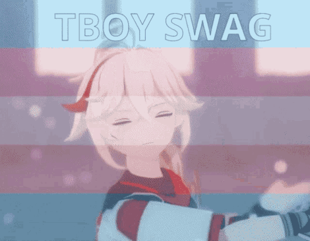 a picture of a transgender anime character with the words tboy swag above her