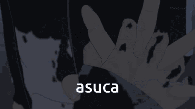 a cartoon of a man with the word asuca on his face