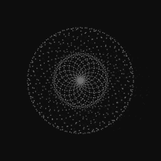 a black background with a circular pattern of dots