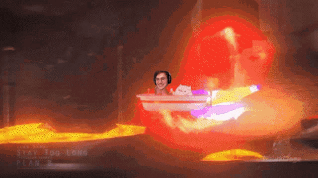 a cartoon of a man in a bathtub with the words stay too long on the bottom