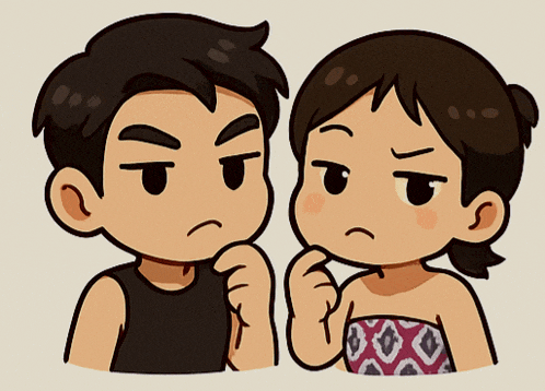 a man and a woman are looking at each other with a serious look on their faces
