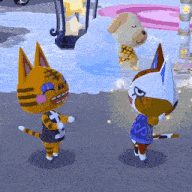 a cat and a dog are standing next to each other in a video game