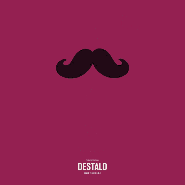 a bottle of destalo red wine with a mustache on the label