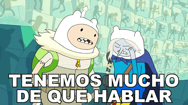 a cartoon of finn and finna from adventure time