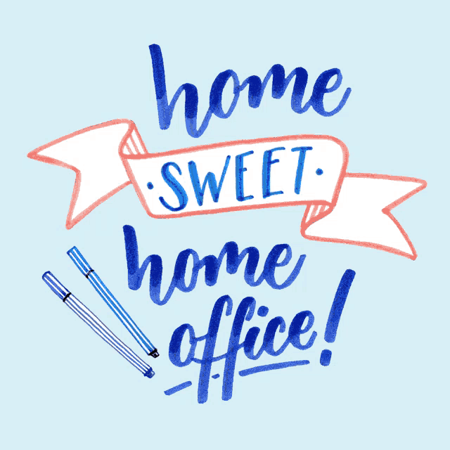 a blue background with the words home sweet home office written on it