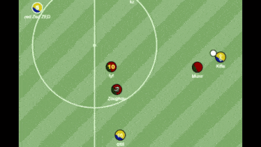 a soccer game with the words blue scores on the top