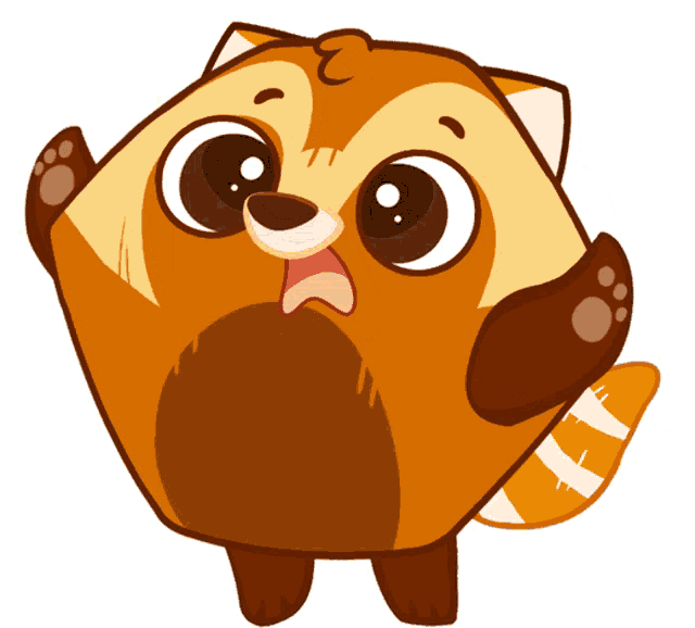 a cartoon drawing of a fox with a surprised look on his face