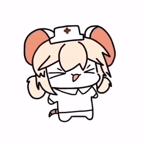a cartoon of a mouse wearing a nurse 's hat and a white shirt .