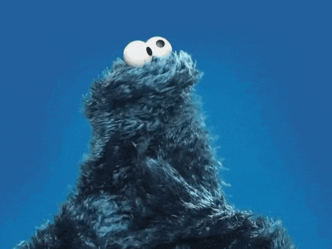 a cookie monster says where the fuck you at on a blue background