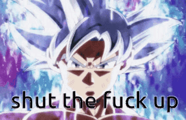a picture of a cartoon character with the words shut the fuck up on the bottom