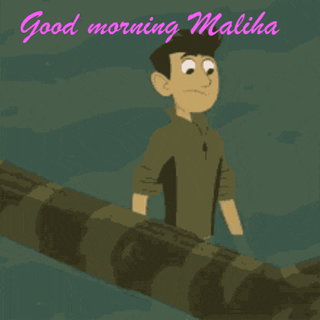 a cartoon of a man with his eyes closed and the words good morning maliha