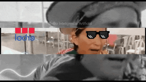 a video of a woman wearing sunglasses with the words " robo inteligencia artificial " at the top