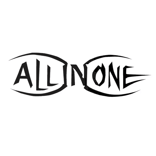 a black and white logo for all in one on a white background