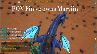 a screenshot of a video game with the words pov fin v2 owns marvin on the top