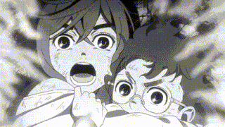a black and white drawing of a girl and a boy