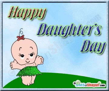 a happy daughter 's day greeting card with a cartoon baby