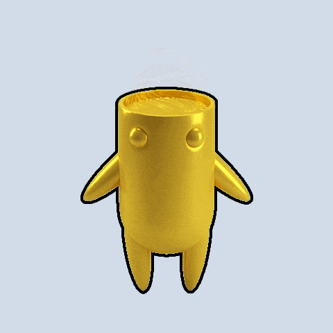 a 3d rendering of a yellow object with a black outline around it